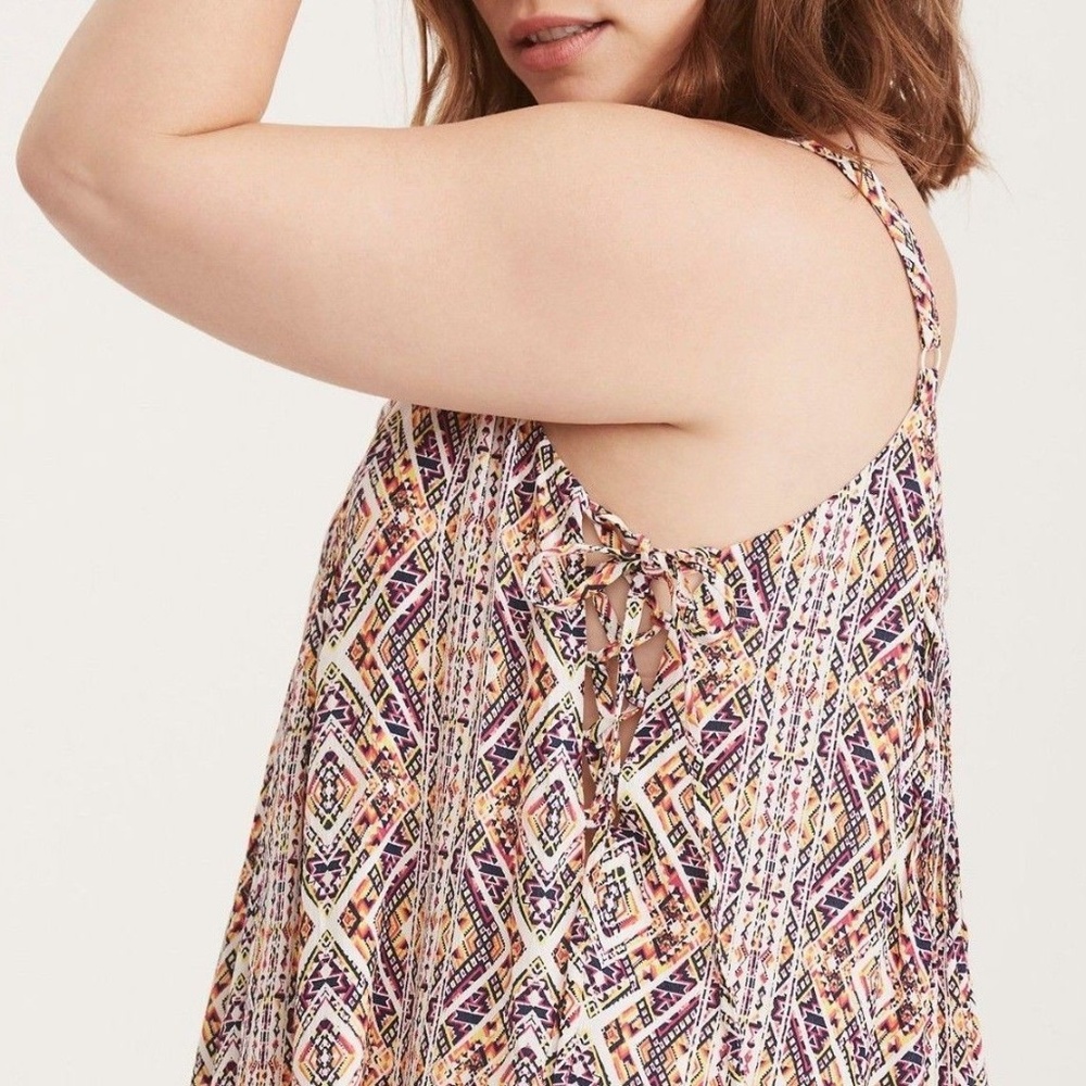 Torrid DRESS 2/2X Lace Up Plus Size Pleated Gauze - Picture 3 of 5
